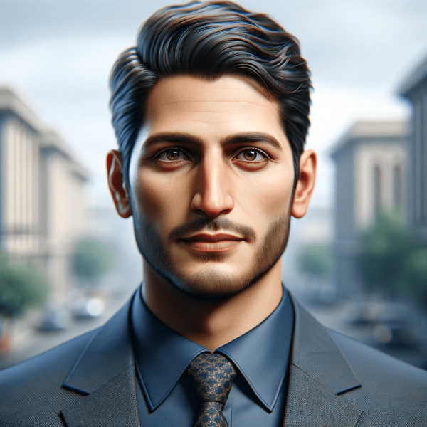 DALL·E 2023-11-25 12.16.19 - Create a hyperrealistic portrait of a Middle Eastern male city council member, emphasizing lifelike details and textures. The man should exhibit a dis